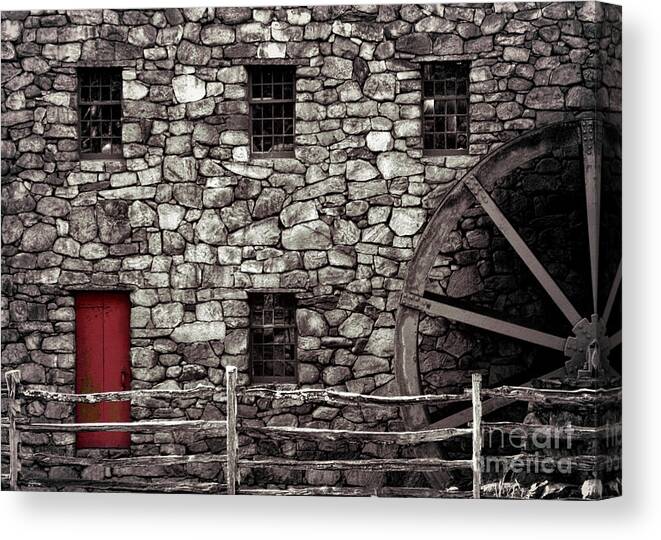 Gristmill Canvas Print featuring the photograph Red Door by Jayne Carney