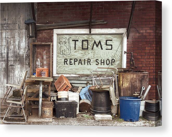 Nostalgic Art For Sale Canvas Print featuring the photograph Repair Shop by Steven Michael