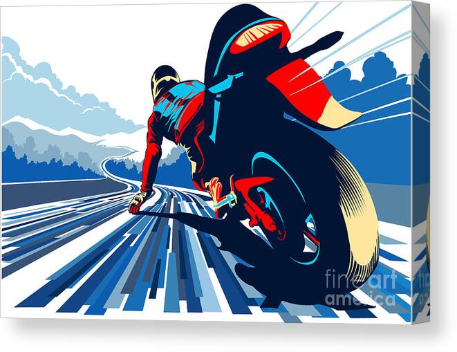 Motor Sports Canvas Print featuring the painting Riding on the edge by Sassan Filsoof