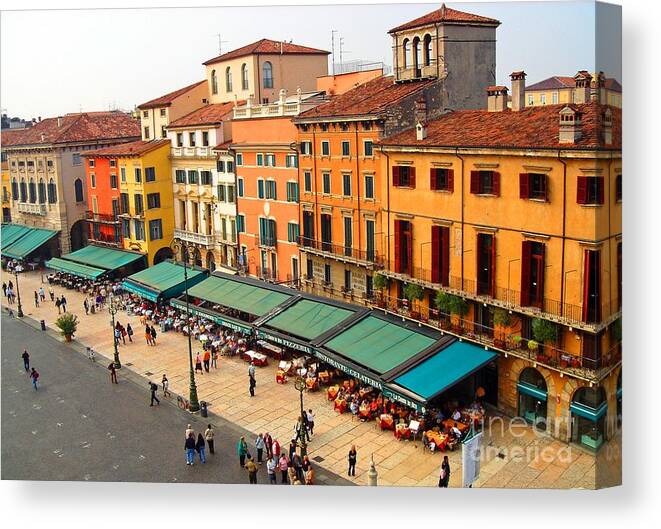 Ristorante Canvas Print featuring the photograph Ristorante Olivo Sas Piazza Bra by Phillip Allen