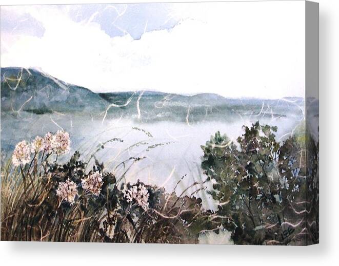 Watercolor Paining Canvas Print featuring the painting River View by Pamela Lee