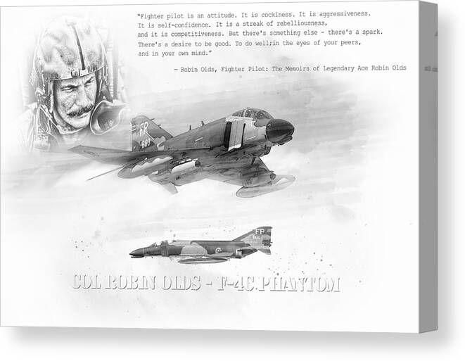Robin Olds Canvas Print featuring the digital art Robin Olds by Peter Chilelli