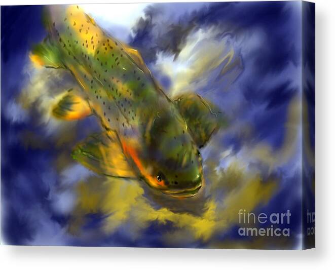 Fish Canvas Print featuring the pastel Rocky Mountain Trout by Jim Fronapfel
