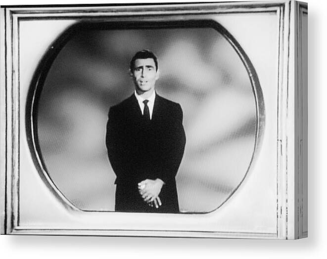 The Twilight Zone Canvas Print featuring the photograph Rod Serling On T V by Rob Hans