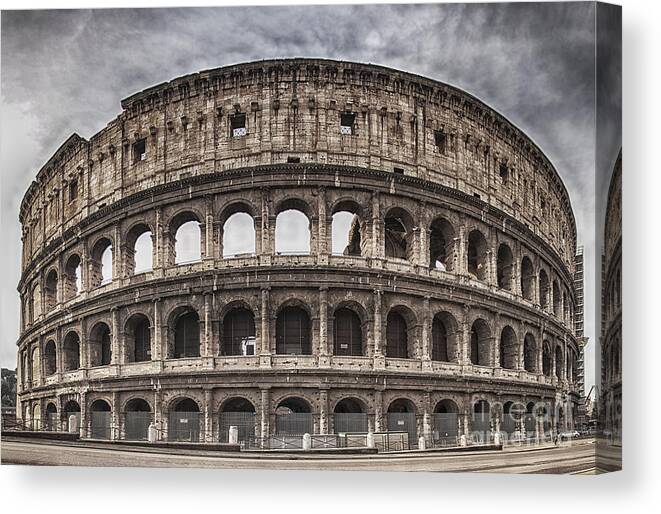 Rome Canvas Print featuring the photograph Rome Colosseum 02 by Antony McAulay