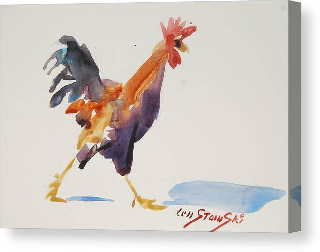  American Impressionist. Water Color Canvas Print featuring the painting Rooster Study 2 by Len Stomski