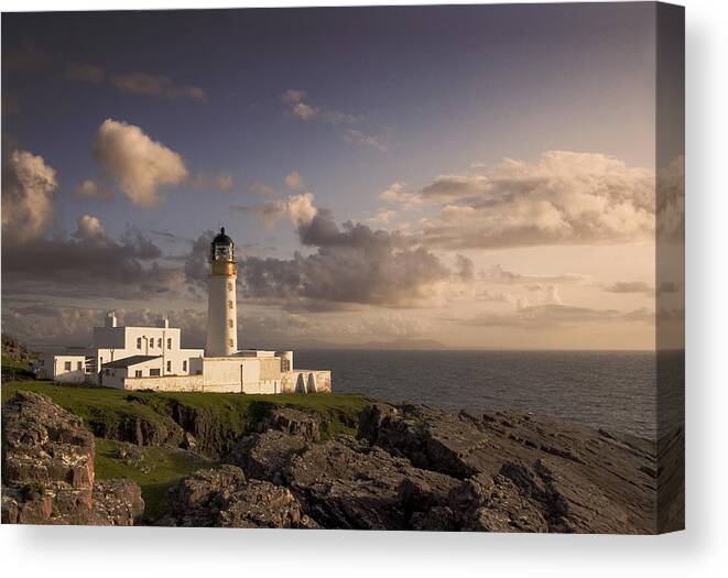 Landscape Canvas Print featuring the digital art Rubha Reidh - lighthouse by Pat Speirs