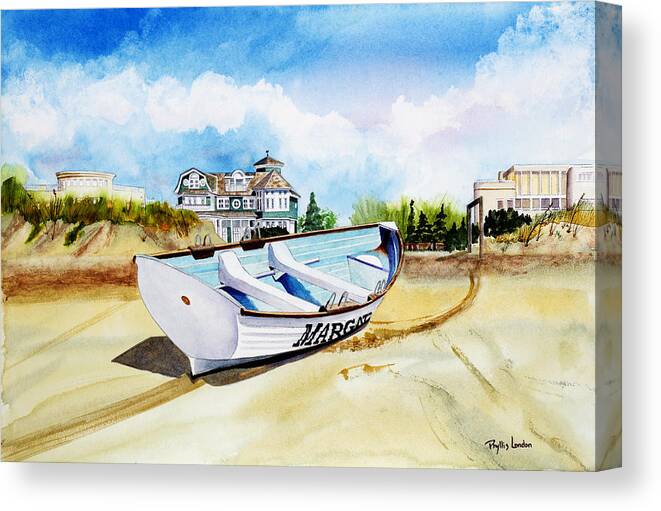 Lifeguard Boat Canvas Print featuring the painting Rumson Avenue by Phyllis London