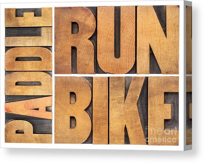 Abstract Canvas Print featuring the photograph Run Bike Paddle - Triathlon Concept by Marek Uliasz