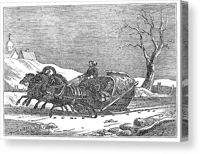 1836 Canvas Print featuring the painting Russia Sleighing, 1836 by Granger