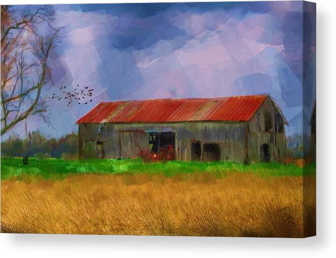 Abandoned Canvas Print featuring the digital art Rusty roof by Debra Baldwin