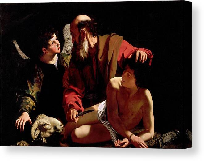 Sacrifice Of Isaac Canvas Print featuring the painting Sacrifice of Isaac by Michelangelo Caravaggio