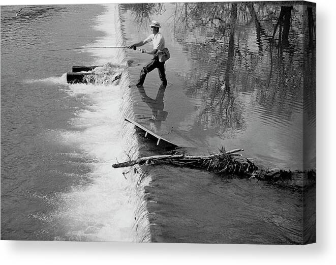 Sport Canvas Print featuring the photograph Sam Snead Trout Fishing by Constantin Joffe