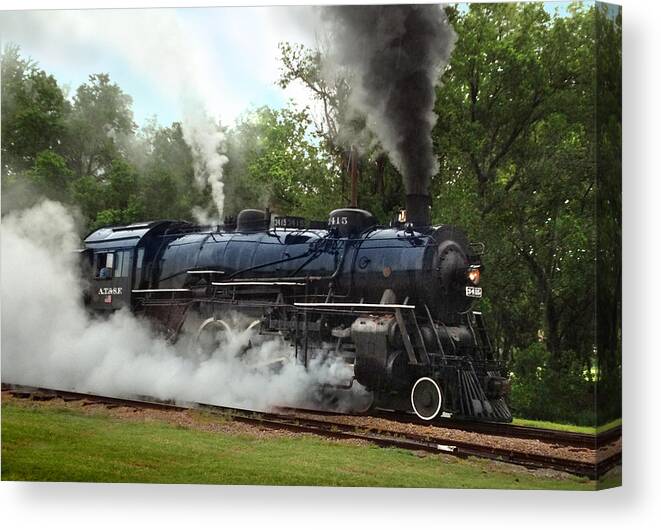 Steam Locomotive Canvas Print featuring the photograph Santa Fe 3415 by Rod Seel