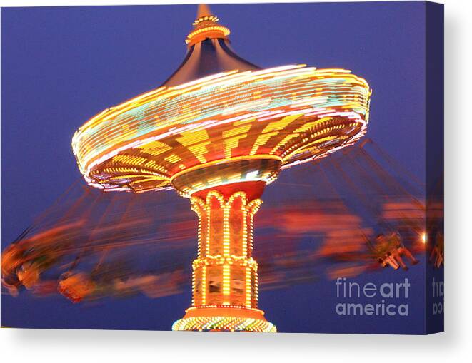 Sea Swings At Night Canvas Print featuring the photograph Sea Swings by Theresa Ramos-DuVon
