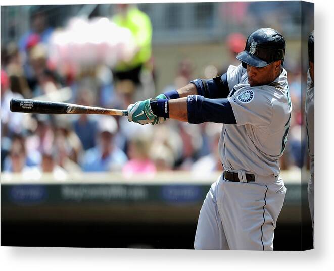 American League Baseball Canvas Print featuring the photograph Seattle Mariners V Minnesota Twins by Hannah Foslien