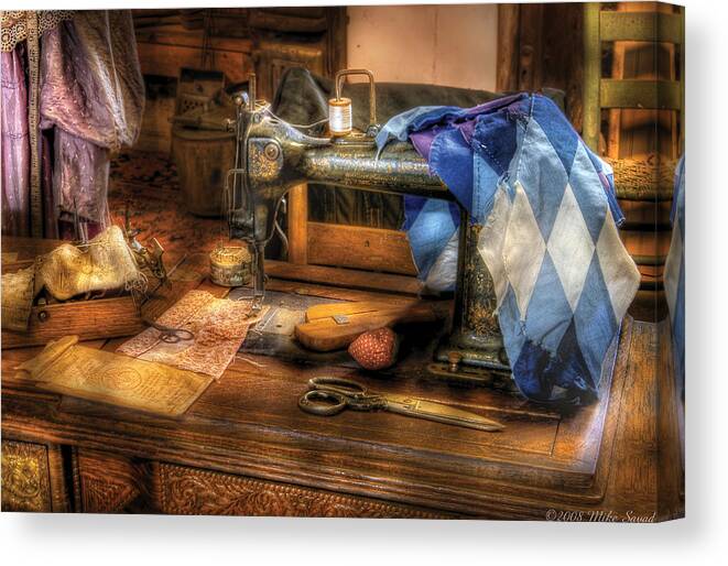 Savad Canvas Print featuring the photograph Sewing Machine - Sewing Machine III by Mike Savad