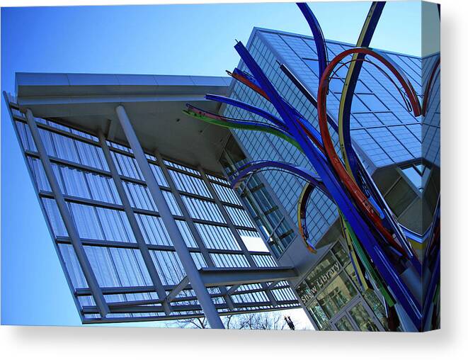 Watha Canvas Print featuring the photograph Shaw Public Library by Cora Wandel