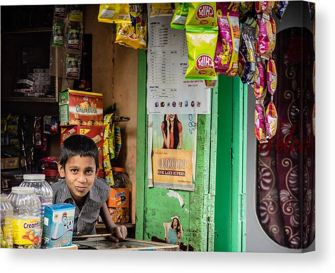 India Canvas Print featuring the photograph Shop Keep by Scott Wyatt