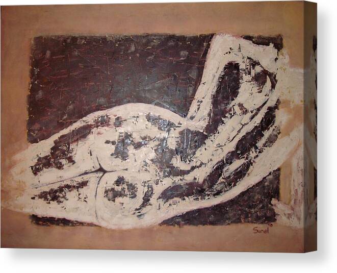 Nude Canvas Print featuring the painting Sideways by Sunel De Lange