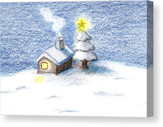 Silent Night Canvas Print featuring the drawing Silent Night by Keiko Katsuta