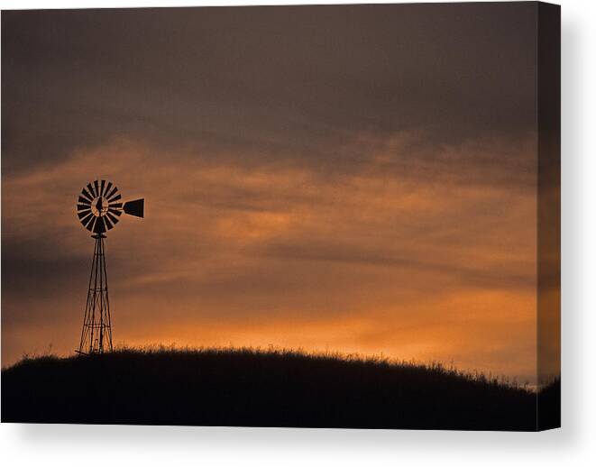 Palouse Canvas Print featuring the photograph Silhouette Windmill by Doug Davidson