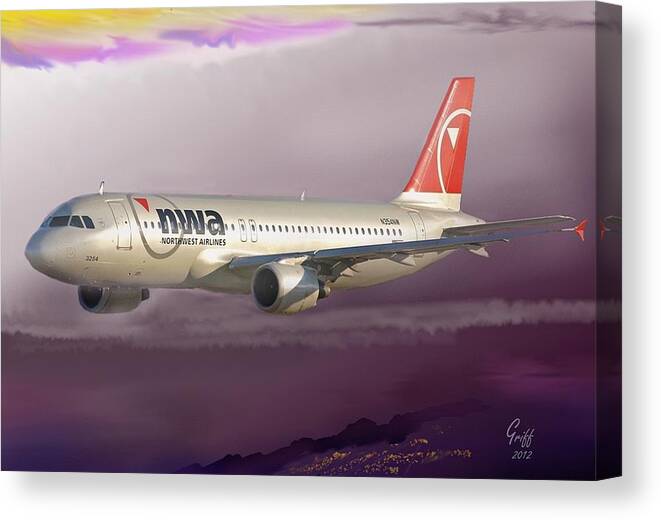 Airlines Canvas Print featuring the digital art Silver Bullet Holding in Days Last Light by J Griff Griffin