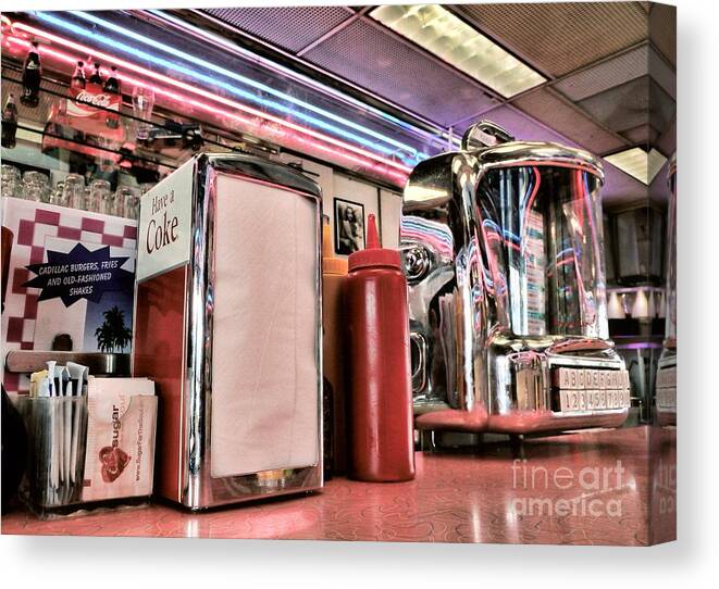 Diner Canvas Print featuring the photograph Sitting At The Counter by Peggy Hughes