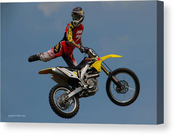 Motorcycle Canvas Print featuring the photograph Sky Rider 6 by Aleksander Rotner