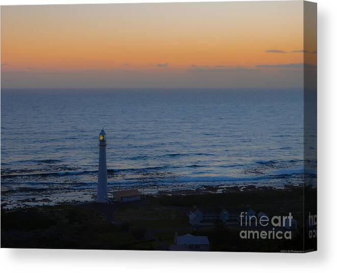 Africa Canvas Print featuring the photograph Slangkop Lighthouse at Twilight by Jeff at JSJ Photography