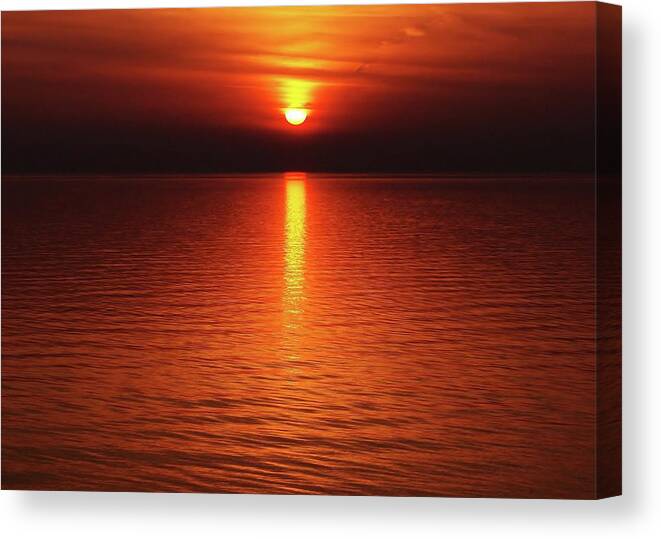 Orange Sunset Canvas Print featuring the photograph Slipp'n Into Darkness by Kathi Mirto