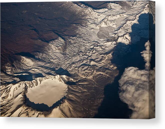 00479601 Canvas Print featuring the photograph Snow covered Volcano Showing Caldera by Colin Monteath
