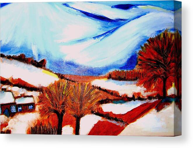 Winter Canvas Print featuring the painting Snow on Snow... by Rusty Gladdish