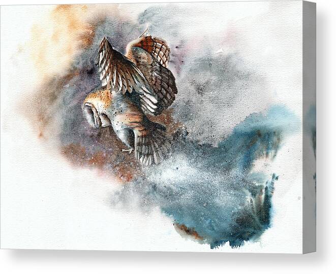 Owl Canvas Print featuring the painting Snow Patrol by Peter Williams