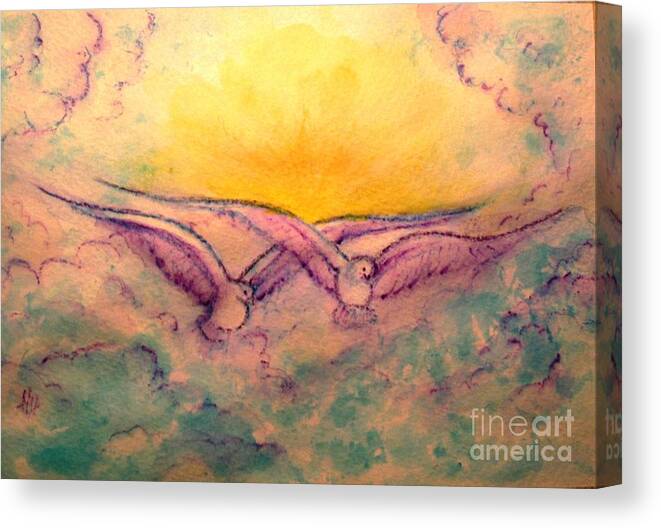 Birds Canvas Print featuring the painting Soaring High Like Eagles 7 by Hazel Holland