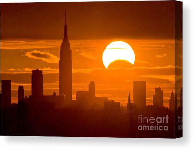 Eclipse Canvas Print featuring the photograph Solar Eclipse on Nov 3rd 2013 by Chris Cook