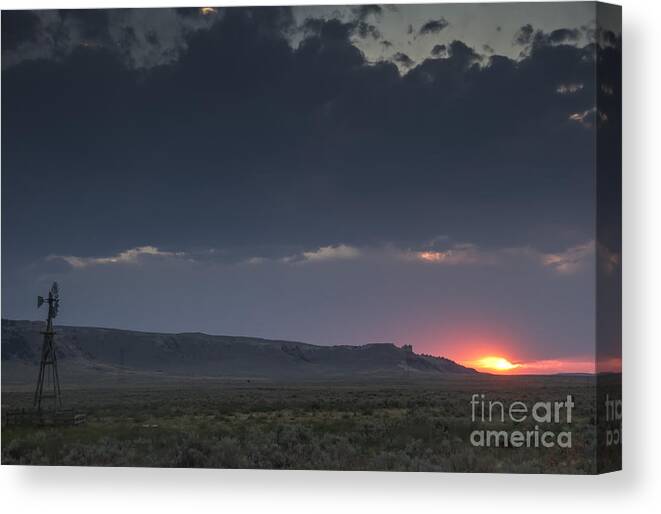 Wyoming Canvas Print featuring the photograph A Sunset Somewhere In Wyoming by Steve Triplett