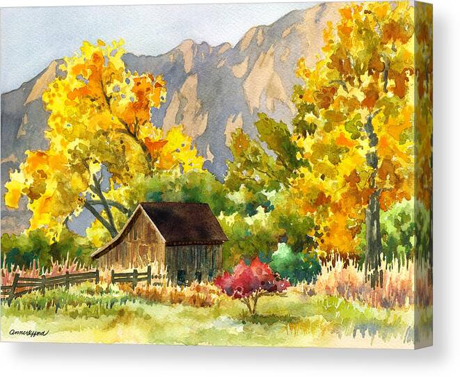 Barn Painting Canvas Print featuring the painting South Boulder Barn by Anne Gifford
