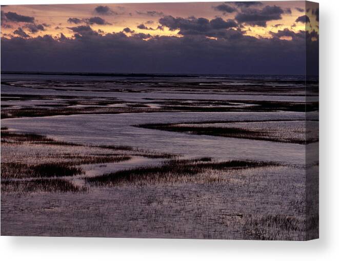 North Inlet Canvas Print featuring the photograph South Carolina Marsh At Sunrise by Larry Cameron