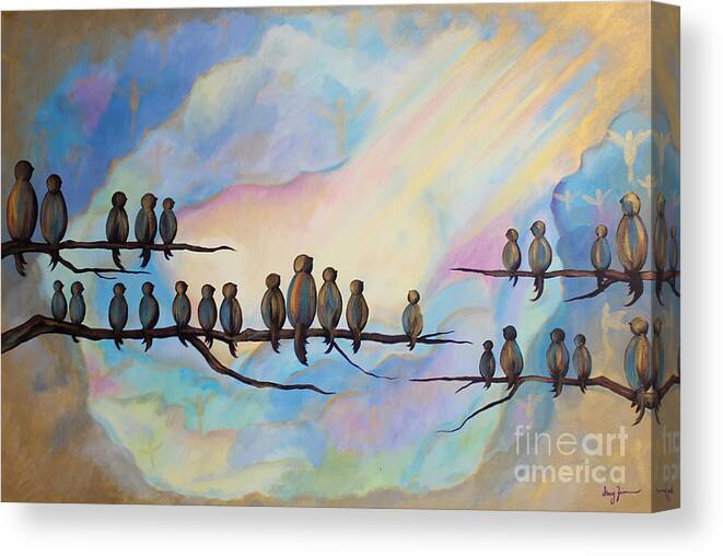 Birds Canvas Print featuring the painting Spiritual Tribute by Stacey Zimmerman