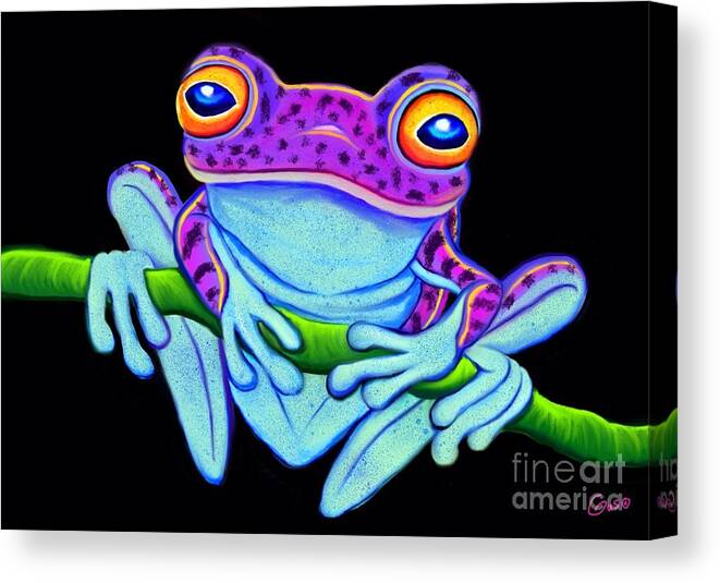 Frog Canvas Print featuring the painting Spotted Purple Frog by Nick Gustafson