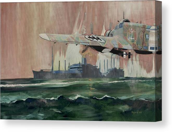 Ship Canvas Print featuring the painting SS Dorset by Ray Agius