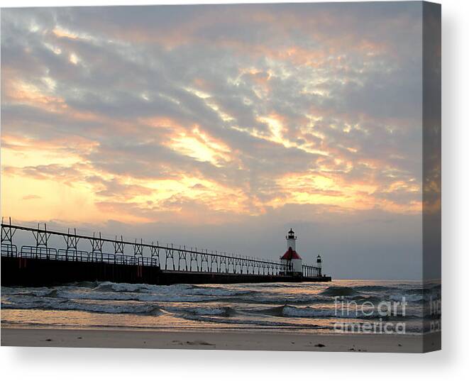 Lighthouse Canvas Print featuring the photograph St Joseph Lighthouse in Spring by Brett Maniscalco
