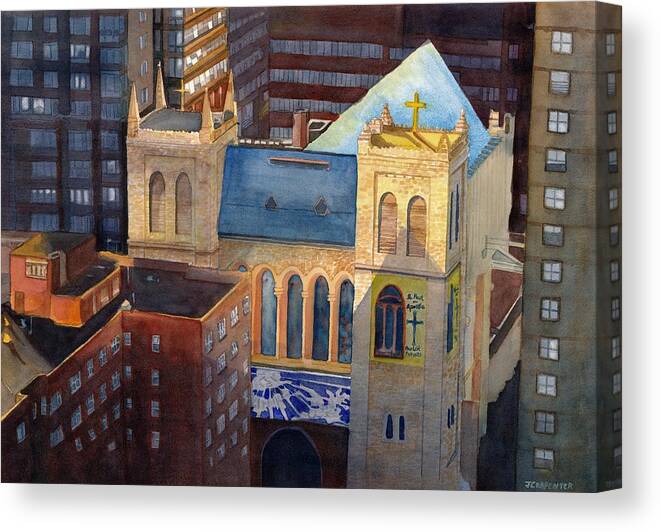 Church Canvas Print featuring the painting St Pauls NYC by Gerald Carpenter