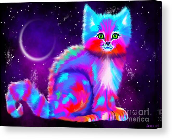 Cat Canvas Print featuring the digital art Starlight Kitten by Nick Gustafson