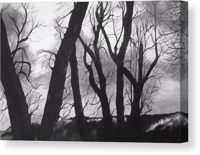 Trees Canvas Print featuring the painting Still of the Night by Nancy Hanrath
