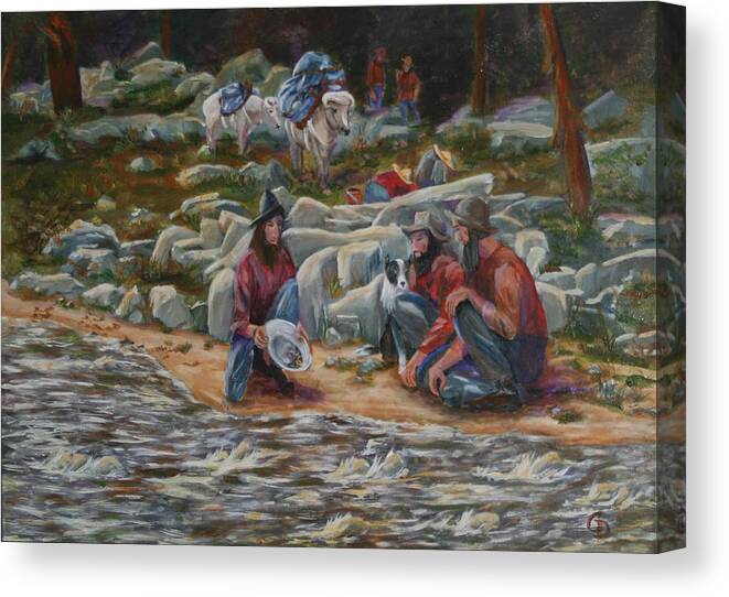 Gold Panning Canvas Print featuring the painting Strike It Rich by Gail Daley