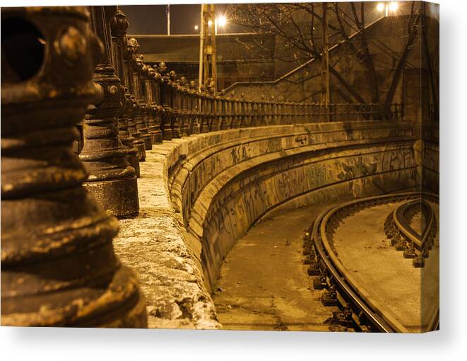 Metal Fence Canvas Print featuring the photograph Subway Fence by David Waldo