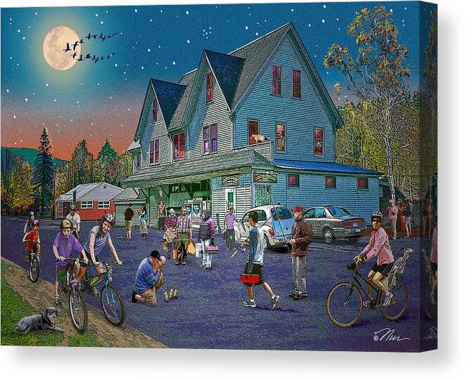 Campton Canvas Print featuring the digital art Summer Evening in Campton Village by Nancy Griswold