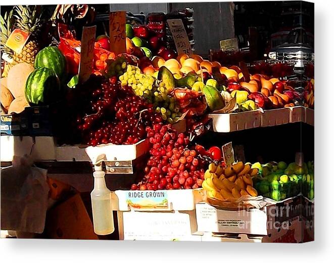 Fruitstand Canvas Print featuring the photograph Sun on Fruit Close up by Miriam Danar